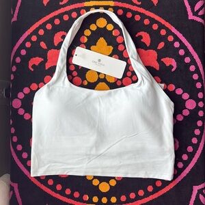NWT CRZ YOGA White Halter Cropped Bra M